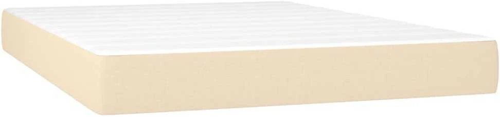 Lova su spyruoklėmis ir čiužiniu, kreminė, 140x190 cm, audinys