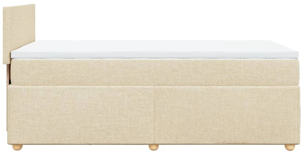 Lova su spyruoklėmis ir čiužiniu, kreminė, 90x200 cm, audinys