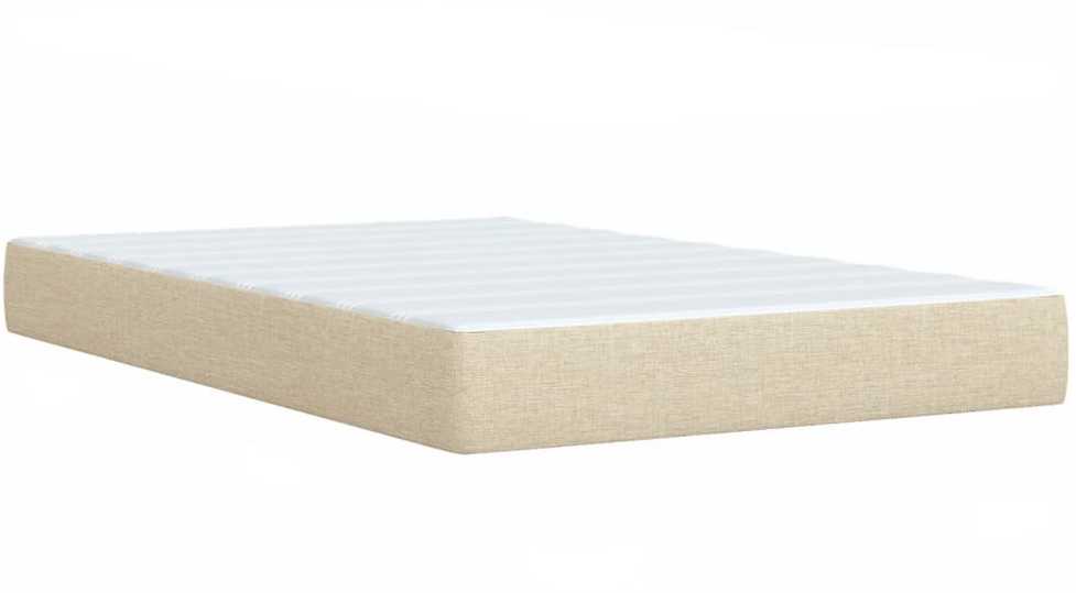Lova su spyruoklėmis ir čiužiniu, kreminė, 120x190cm, audinys