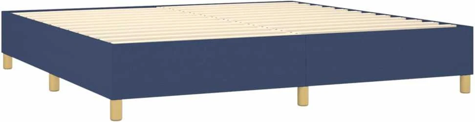Lova su spyruoklėmis ir čiužiniu, mėlyna, 200x200 cm, audinys