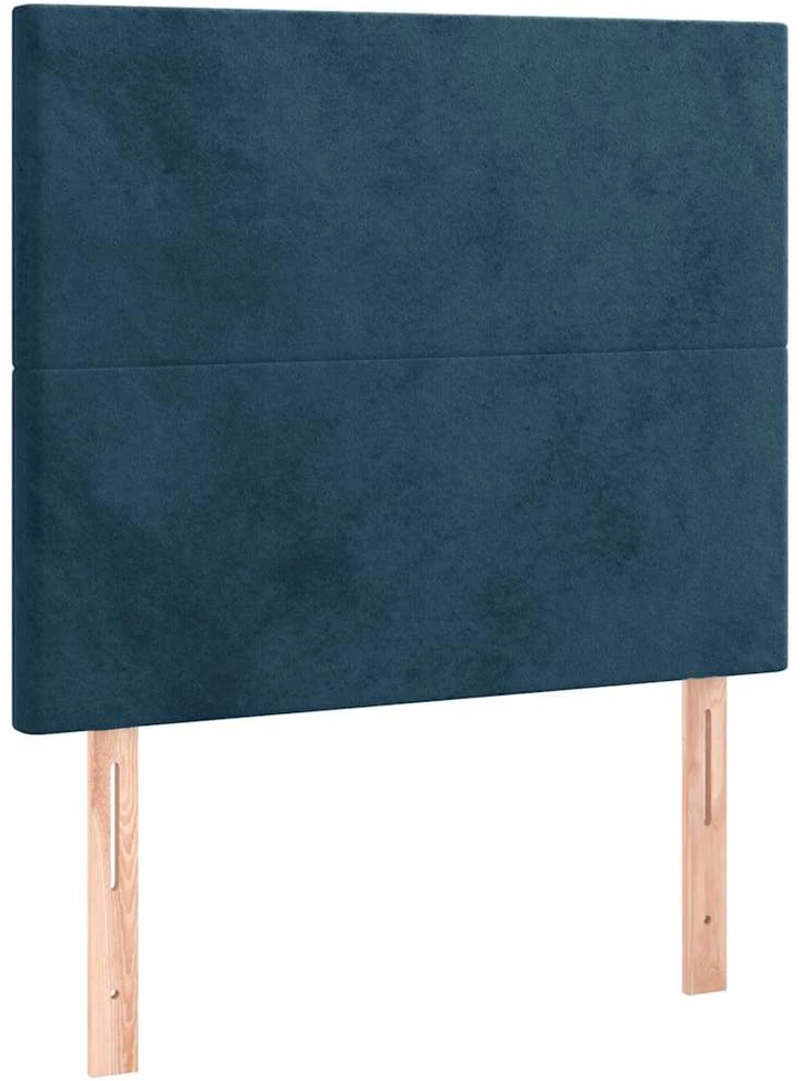 Lova su spyruoklėmis ir čiužiniu, mėlyna, 100x200 cm, aksomas