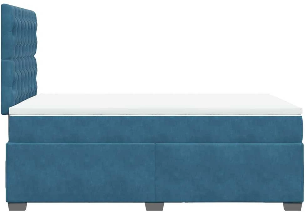 Lova su spyruoklėmis ir čiužiniu, mėlyna, 120x200cm, aksomas