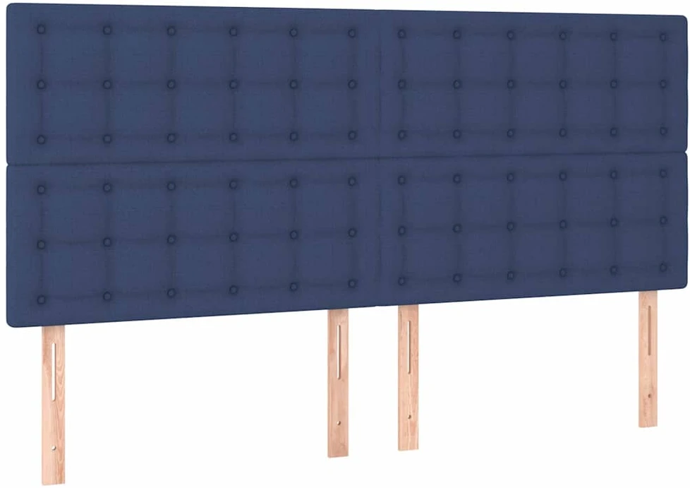 Lova su spyruoklėmis ir čiužiniu, mėlyna, 200x200 cm, audinys