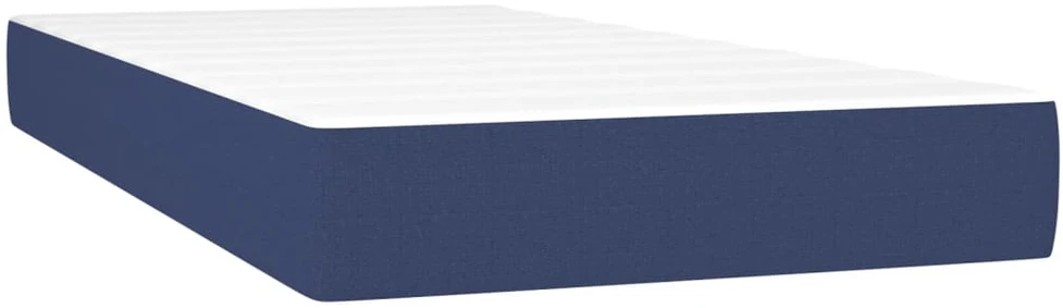 Lova su spyruoklėmis ir čiužiniu, mėlyna, 200x200 cm, audinys