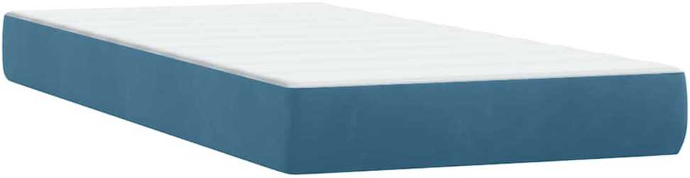 Lova su spyruoklėmis ir čiužiniu, mėlyna, 80x220cm, aksomas