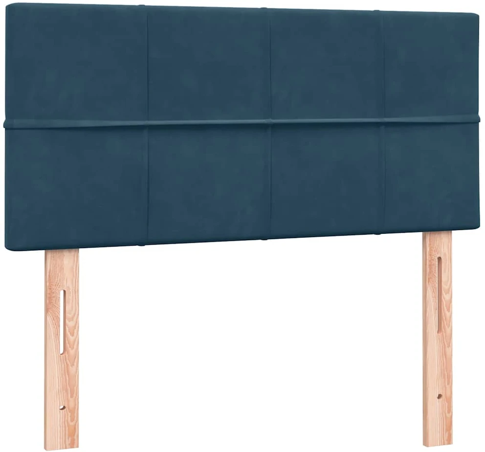 Lova su spyruoklėmis ir čiužiniu, mėlyna, 80x220cm, aksomas