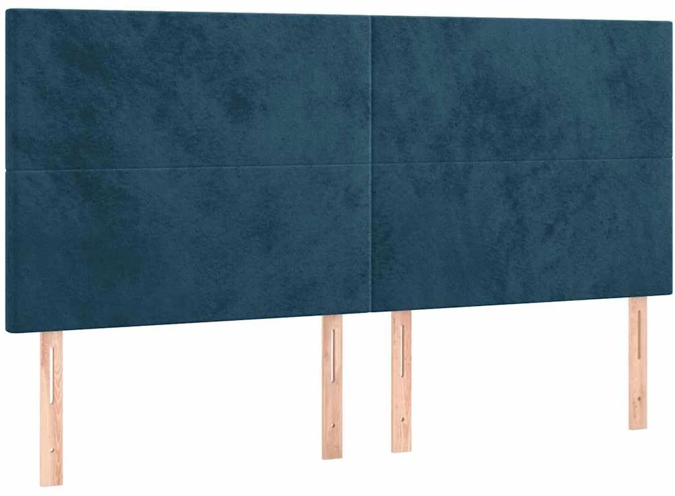 Lova su spyruoklėmis ir čiužiniu, mėlyna, 180x200 cm, aksomas