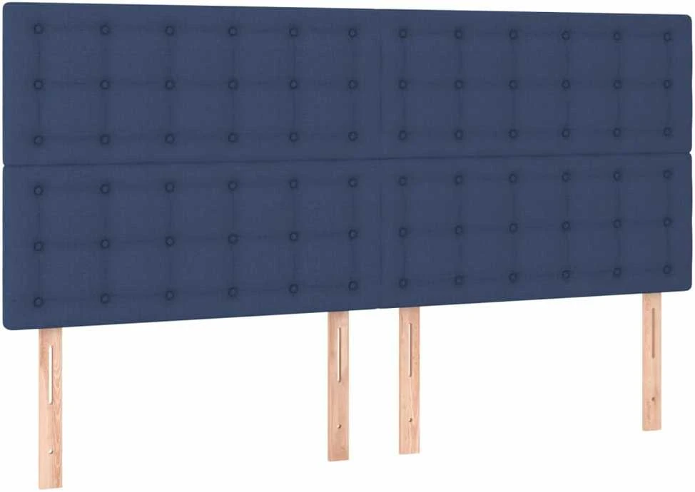 Lova su spyruoklėmis ir čiužiniu, mėlyna, 180x200 cm, audinys
