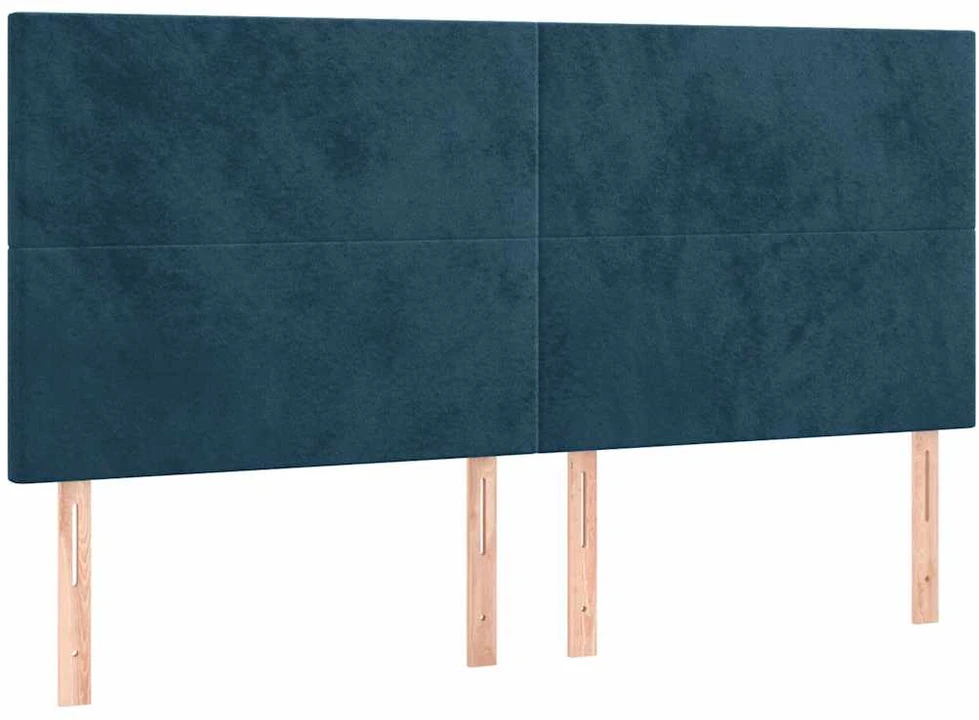 Lova su spyruoklėmis ir čiužiniu, mėlyna, 200x200 cm, aksomas