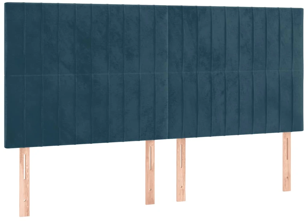Lova su spyruoklėmis ir čiužiniu, mėlyna, 200x200 cm, aksomas