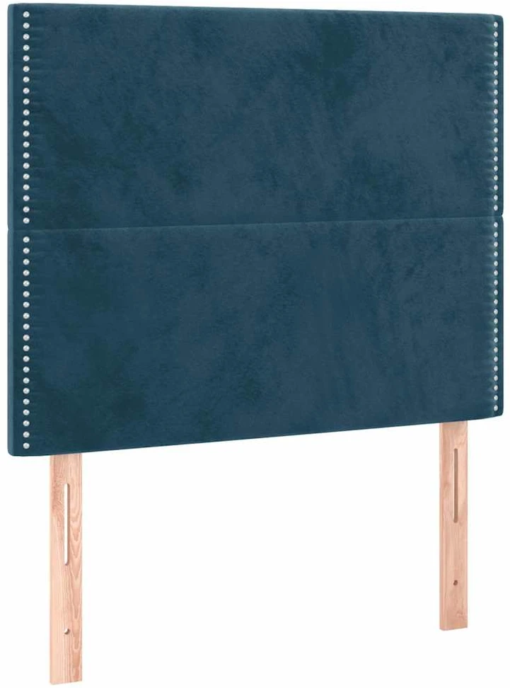 Lova su spyruoklėmis ir čiužiniu, mėlyna, 100x200 cm, aksomas
