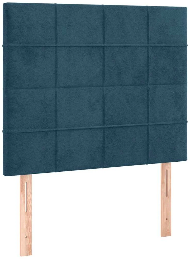 Lova su spyruoklėmis ir čiužiniu, mėlyna, 100x200 cm, aksomas