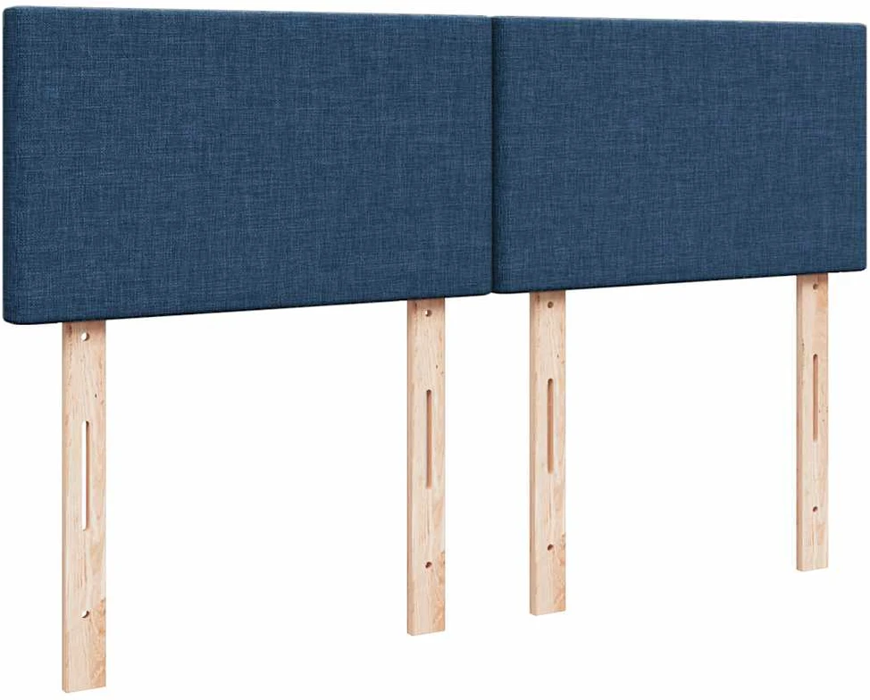 Lova su spyruoklėmis ir čiužiniu, mėlyna, 140x190 cm, audinys