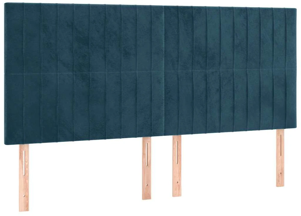 Lova su spyruoklėmis ir čiužiniu, mėlyna, 200x200 cm, aksomas