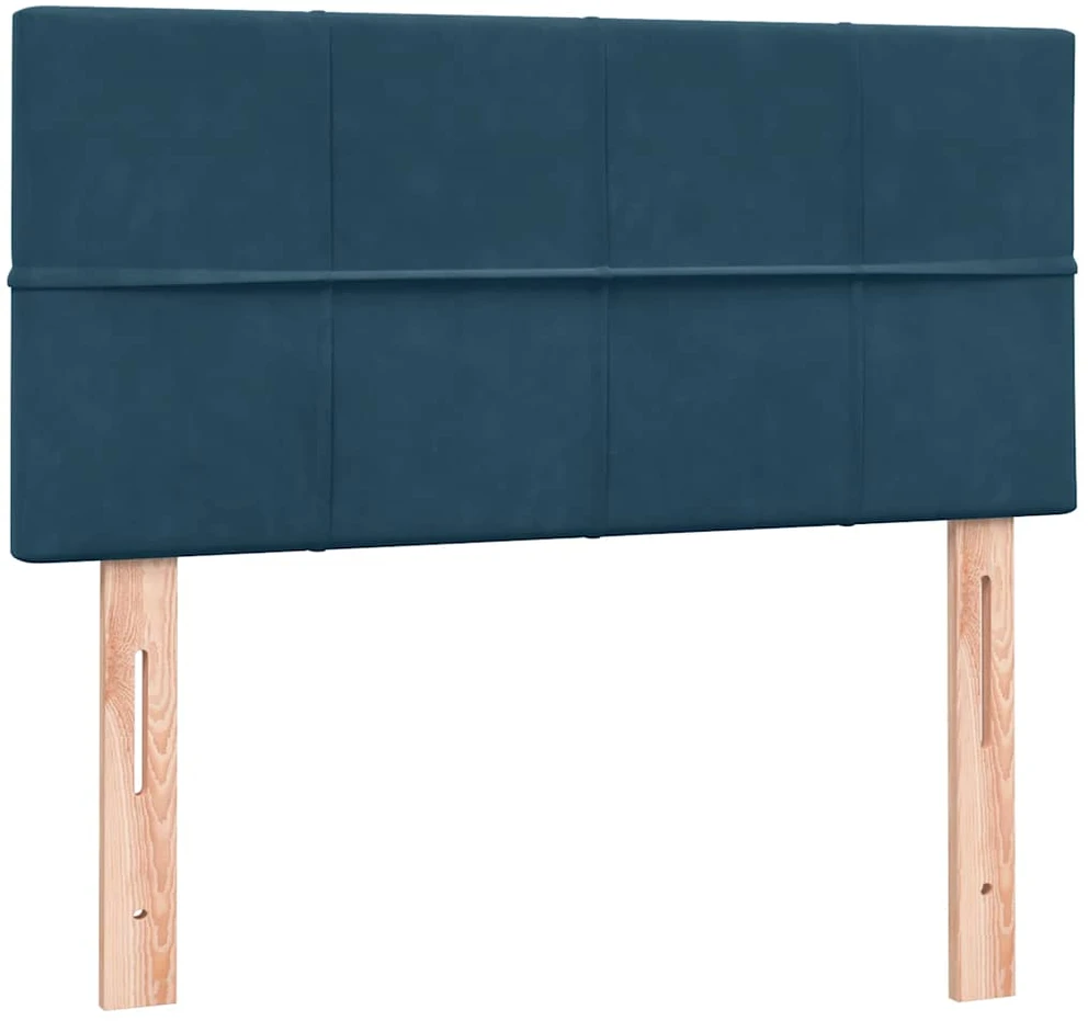 Lova su spyruoklėmis ir čiužiniu, mėlyna, 80x210cm, aksomas