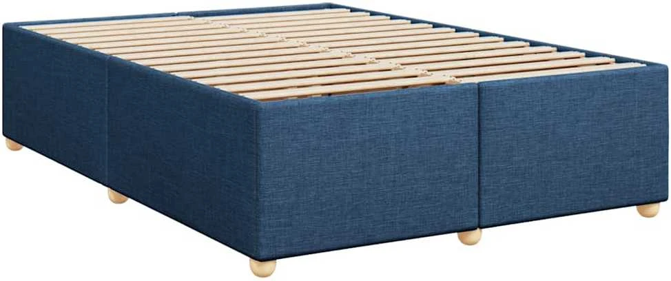 Lova su spyruoklėmis ir čiužiniu, mėlyna, 140x190 cm, audinys