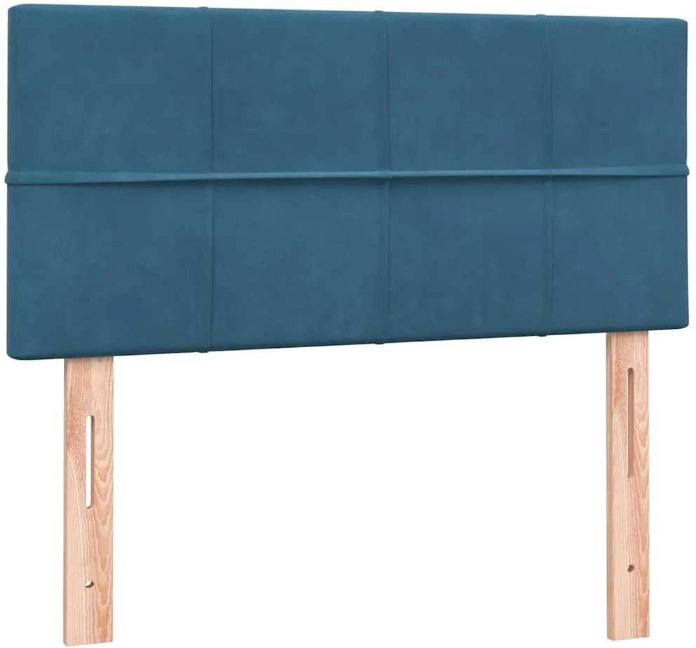 Lova su spyruoklėmis ir čiužiniu, mėlyna, 80x210cm, aksomas