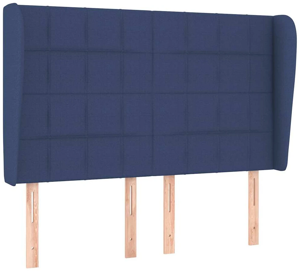 Lova su spyruoklėmis ir čiužiniu, mėlyna, 140x200 cm, audinys