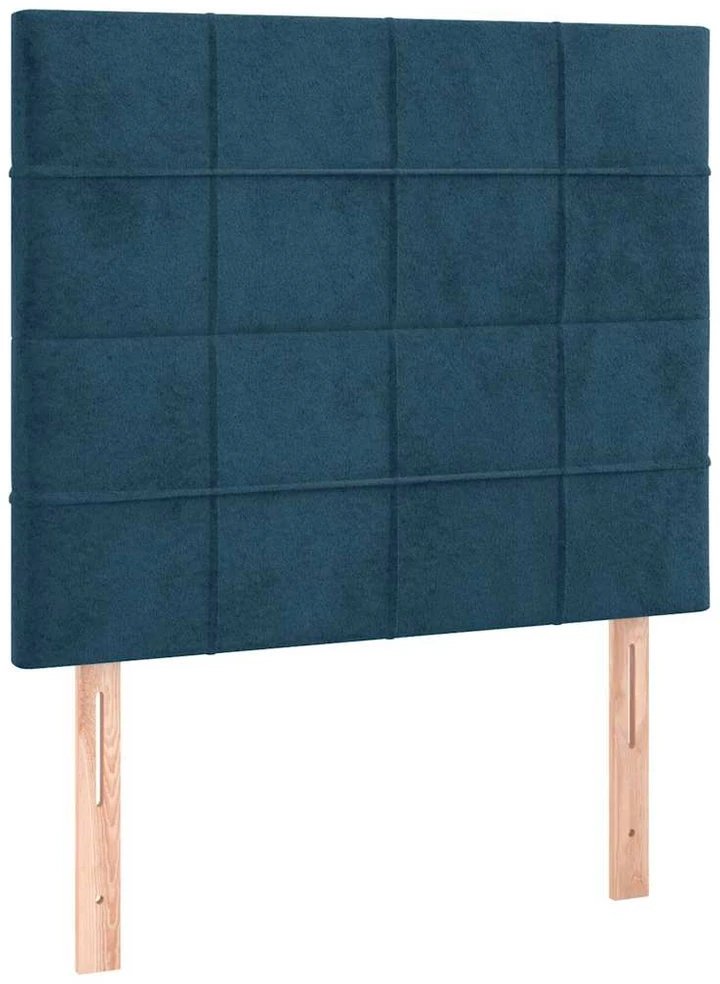 Lova su spyruoklėmis ir čiužiniu, mėlyna, 80x200cm, aksomas