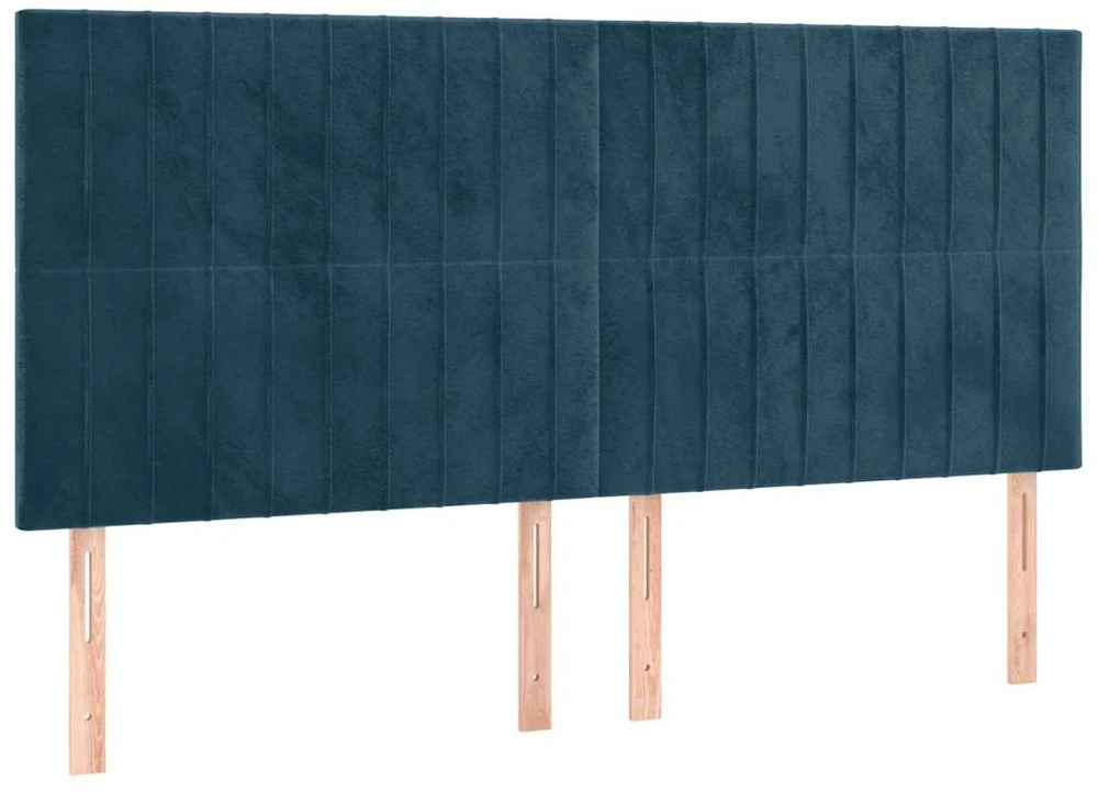 Lova su spyruoklėmis ir čiužiniu, mėlyna, 180x200 cm, aksomas