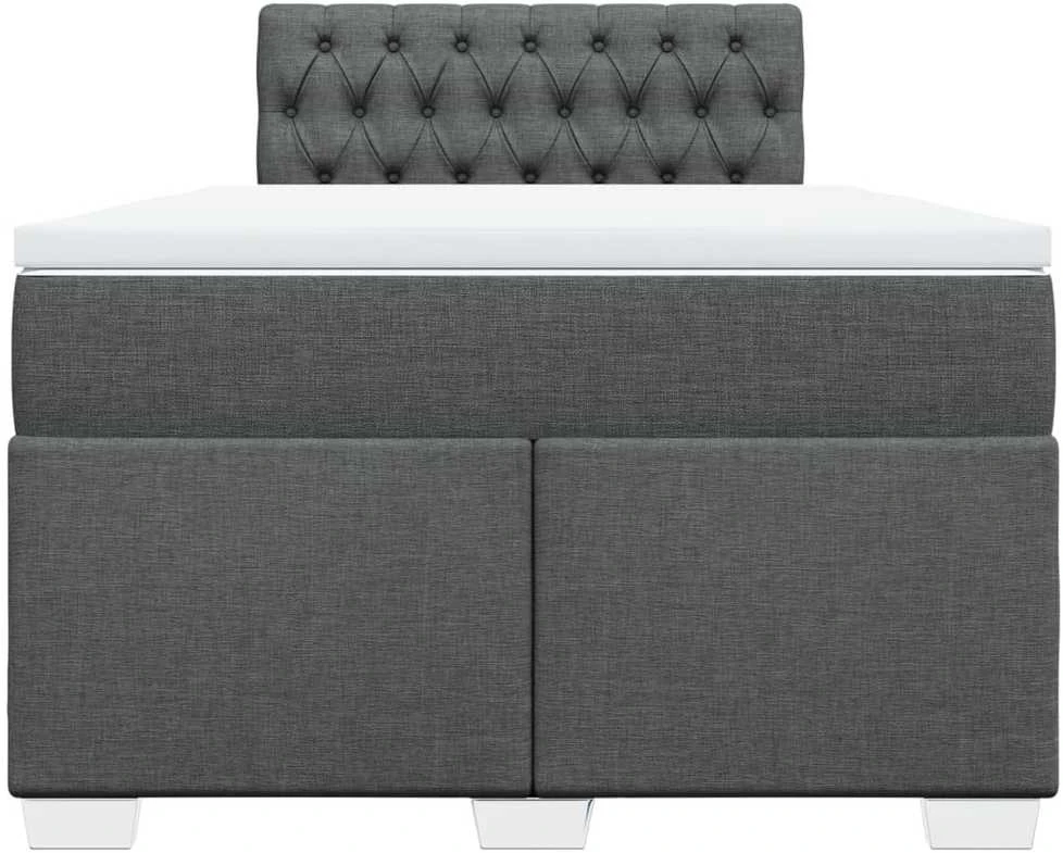 Lova su spyruoklėmis ir čiužiniu, pilka, 120x190cm, audinys
