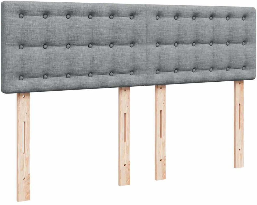 Lova su spyruoklėmis ir čiužiniu, pilka, 140x200cm, audinys