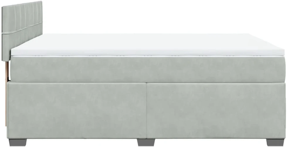 Lova su spyruoklėmis ir čiužiniu, pilka, 140x190 cm, aksomas