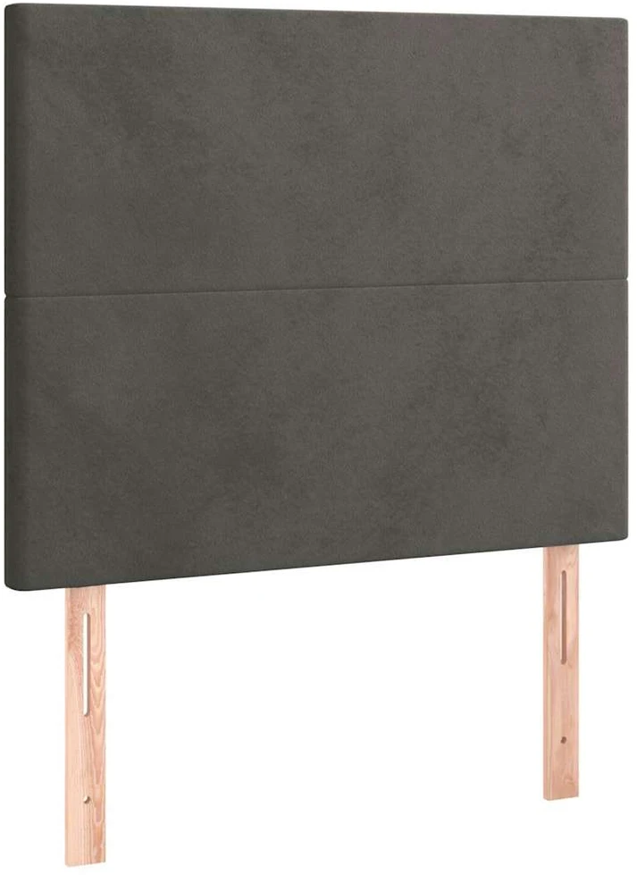 Lova su spyruoklėmis ir čiužiniu, pilka, 100x200 cm, aksomas