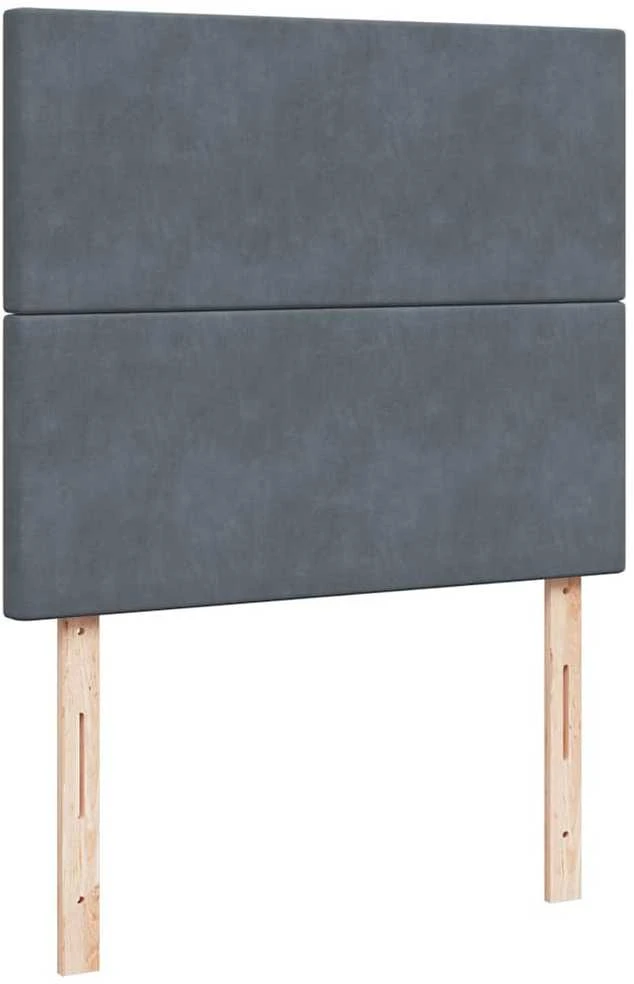 Lova su spyruoklėmis ir čiužiniu, pilka, 120x200cm, aksomas