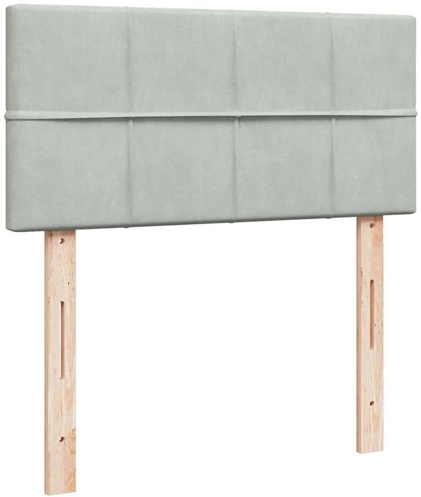 Lova su spyruoklėmis ir čiužiniu, pilka, 80x200cm, aksomas
