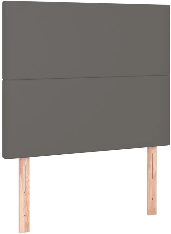 Lova su spyruoklėmis ir čiužiniu, pilka, 90x200cm, dirbtinė oda