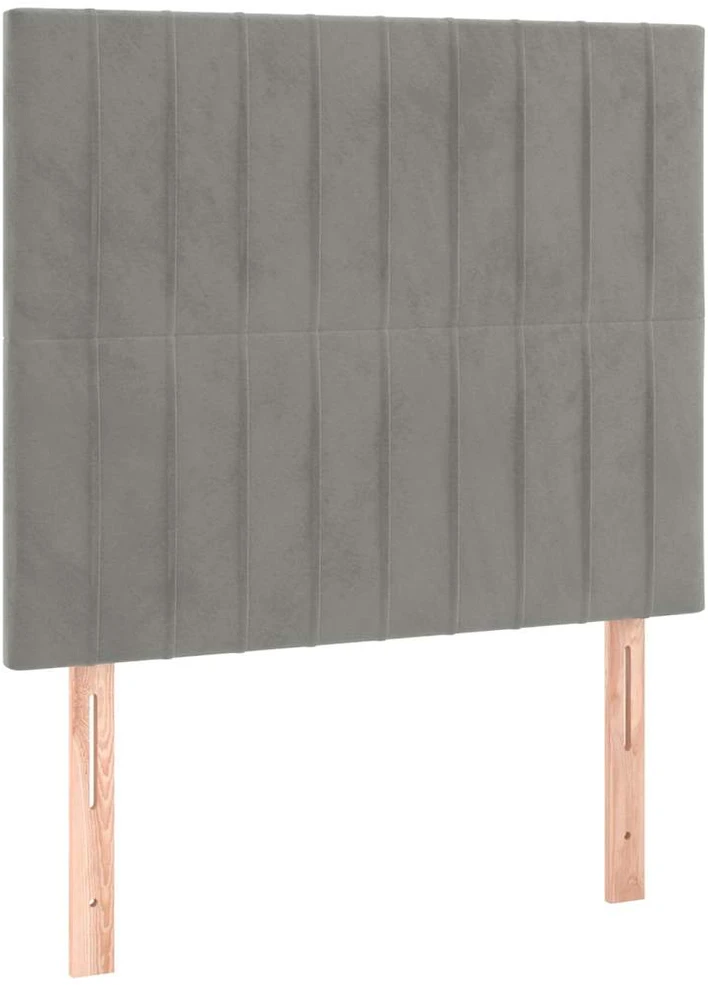 Lova su spyruoklėmis ir čiužiniu, pilka, 100x200 cm, aksomas
