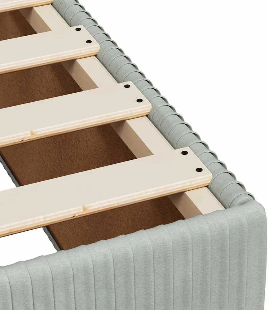 Lova su spyruoklėmis ir čiužiniu, pilka, 160x200 cm, aksomas