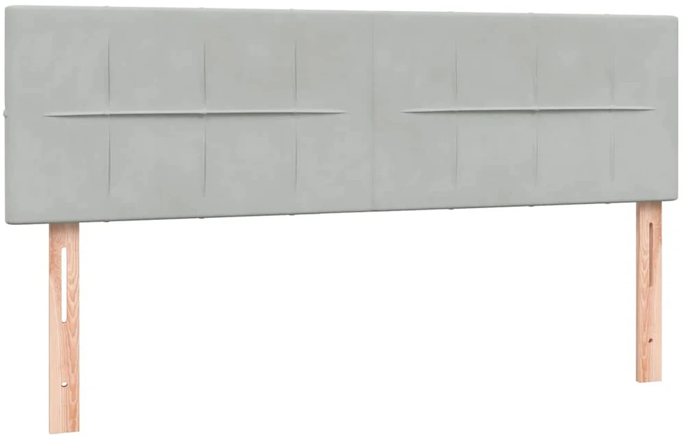 Lova su spyruoklėmis ir čiužiniu, pilka, 160x220 cm, aksomas