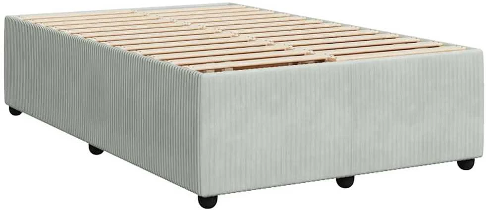 Lova su spyruoklėmis ir čiužiniu, pilka, 120x200cm, aksomas