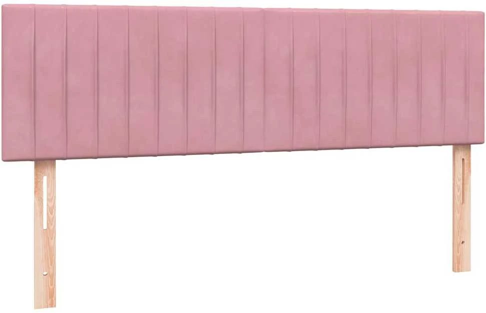Lova su spyruoklėmis ir čiužiniu, rožinė, 140x220 cm, aksomas