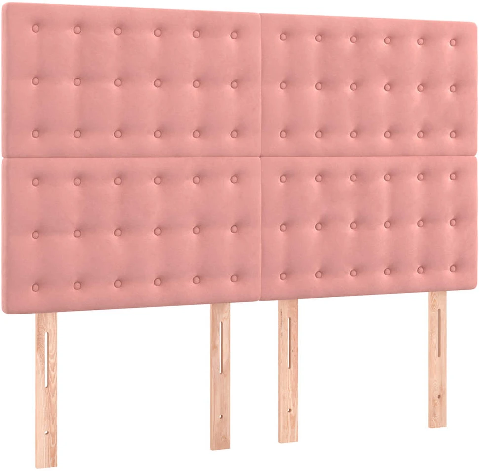 Lova su spyruoklėmis ir čiužiniu, rožinė, 140x190 cm, aksomas