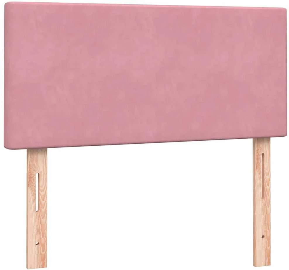 Lova su spyruoklėmis ir čiužiniu, rožinė, 80x220cm, aksomas