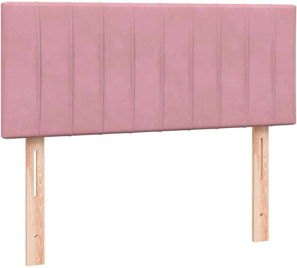 Lova su spyruoklėmis ir čiužiniu, rožinė, 120x220 cm, aksomas