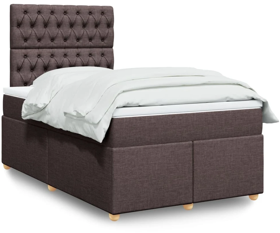 Lova su spyruoklėmis ir čiužiniu, ruda, 120x190cm, audinys