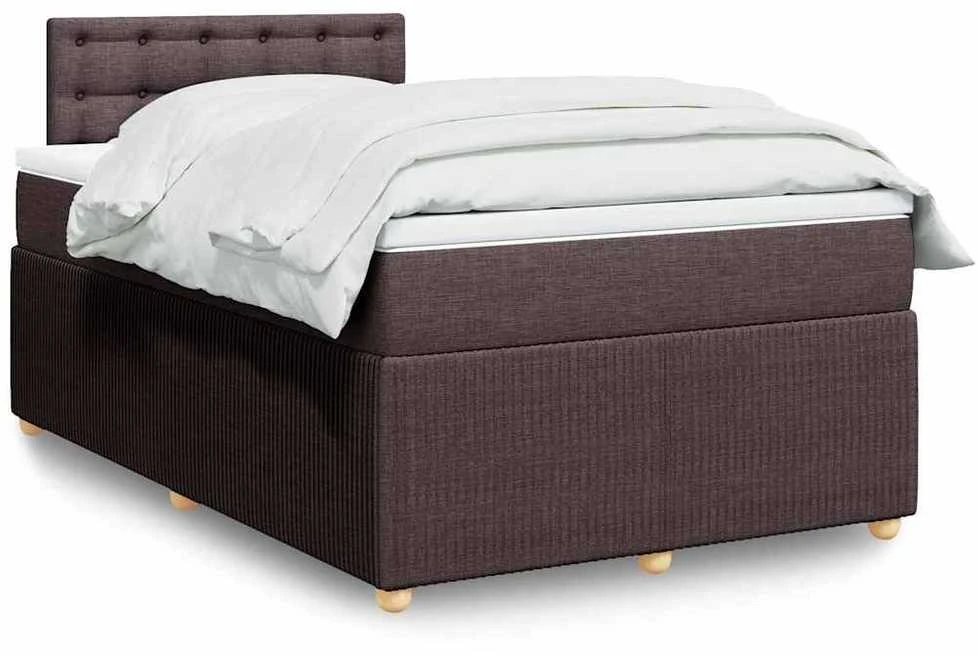 Lova su spyruoklėmis ir čiužiniu, ruda, 120x190cm, audinys
