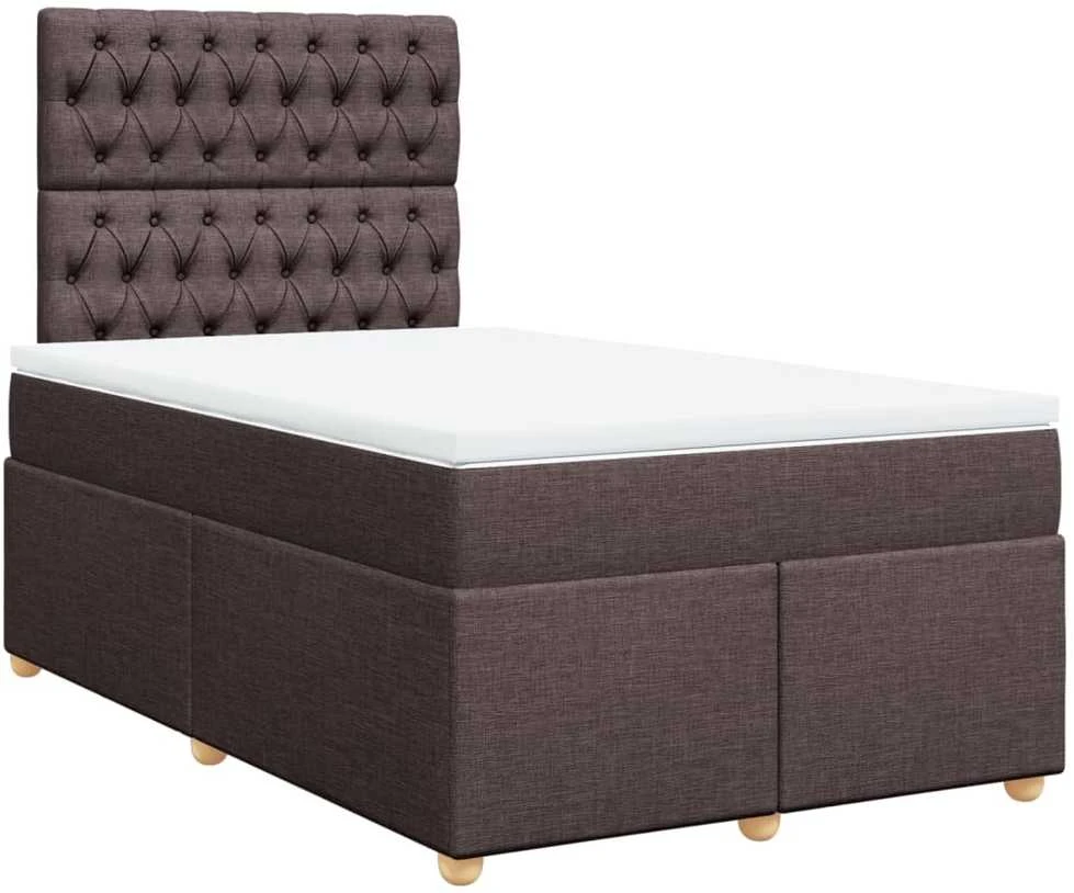 Lova su spyruoklėmis ir čiužiniu, ruda, 120x190cm, audinys