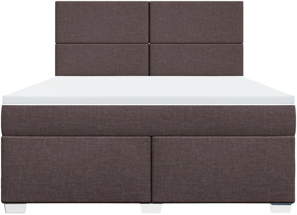 Lova su spyruoklėmis ir čiužiniu, ruda, 180x200 cm, audinys