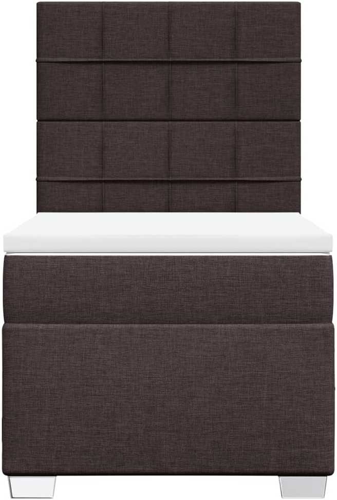 Lova su spyruoklėmis ir čiužiniu, ruda, 90x190 cm, audinys