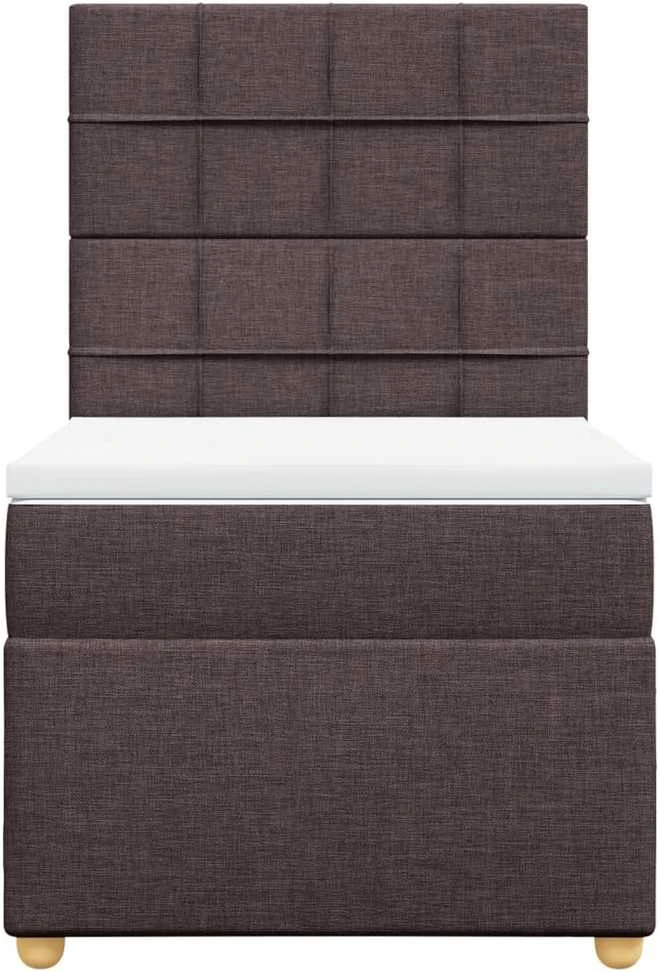 Lova su spyruoklėmis ir čiužiniu, ruda, 90x200 cm, audinys