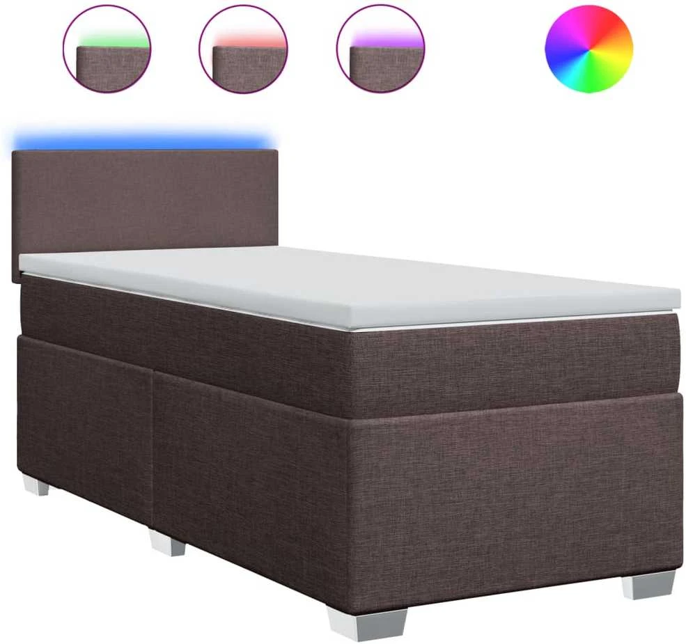 Lova su spyruoklėmis ir čiužiniu, ruda, 90x190 cm, audinys