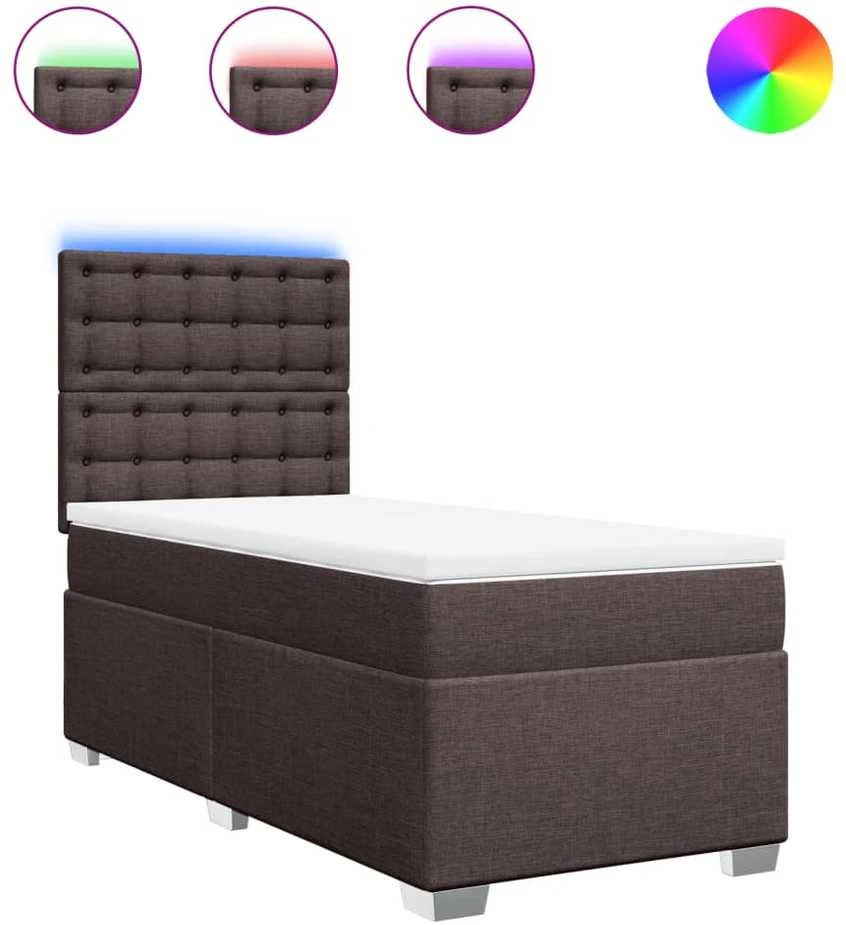 Lova su spyruoklėmis ir čiužiniu, ruda, 90x190 cm, audinys