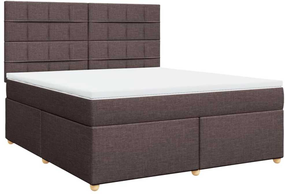 Lova su spyruoklėmis ir čiužiniu, ruda, 180x200 cm, audinys
