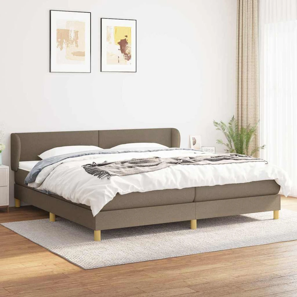 Lova su spyruoklėmis ir čiužiniu, taupe, 200x200 cm, audinys