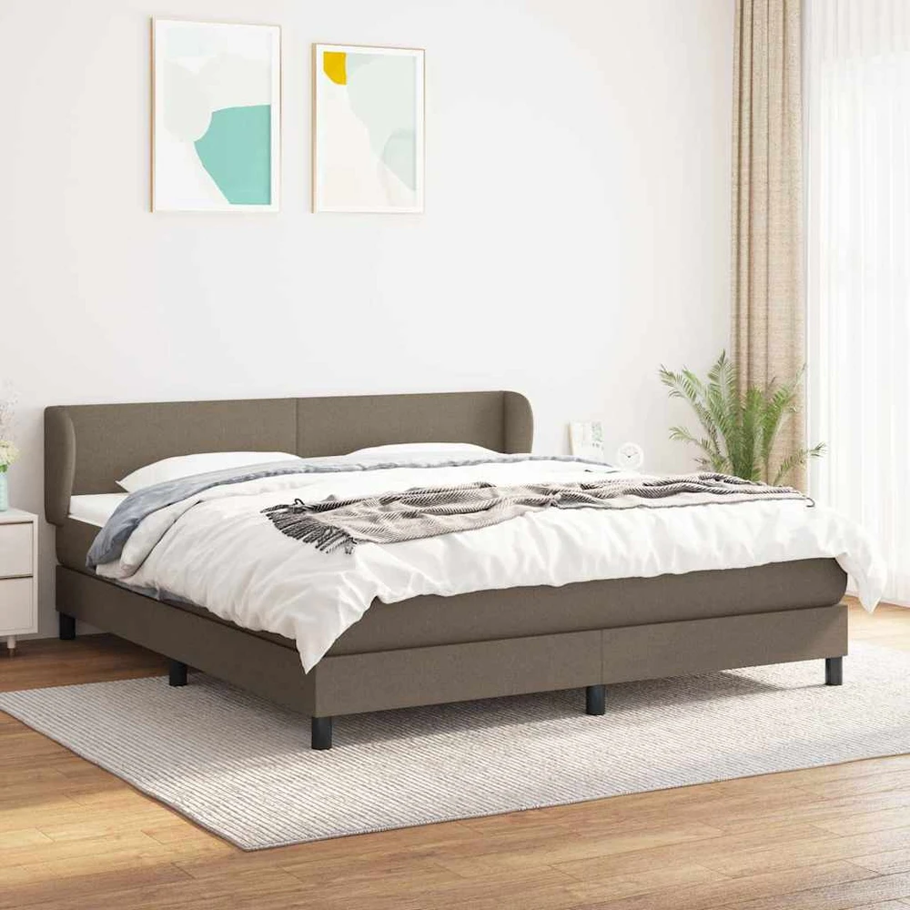 Lova su spyruoklėmis ir čiužiniu, taupe, 160x200 cm, audinys